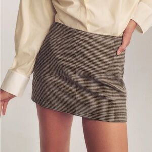 Reformation Carla Low Waist Wool Skirt Brown - Size 10